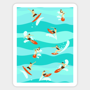 Surfers on the Waves. Sticker